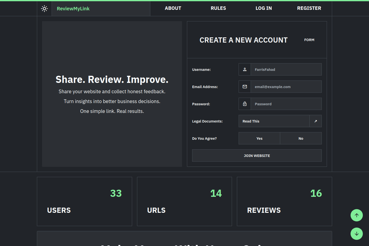 ReviewMyLink Screenshot